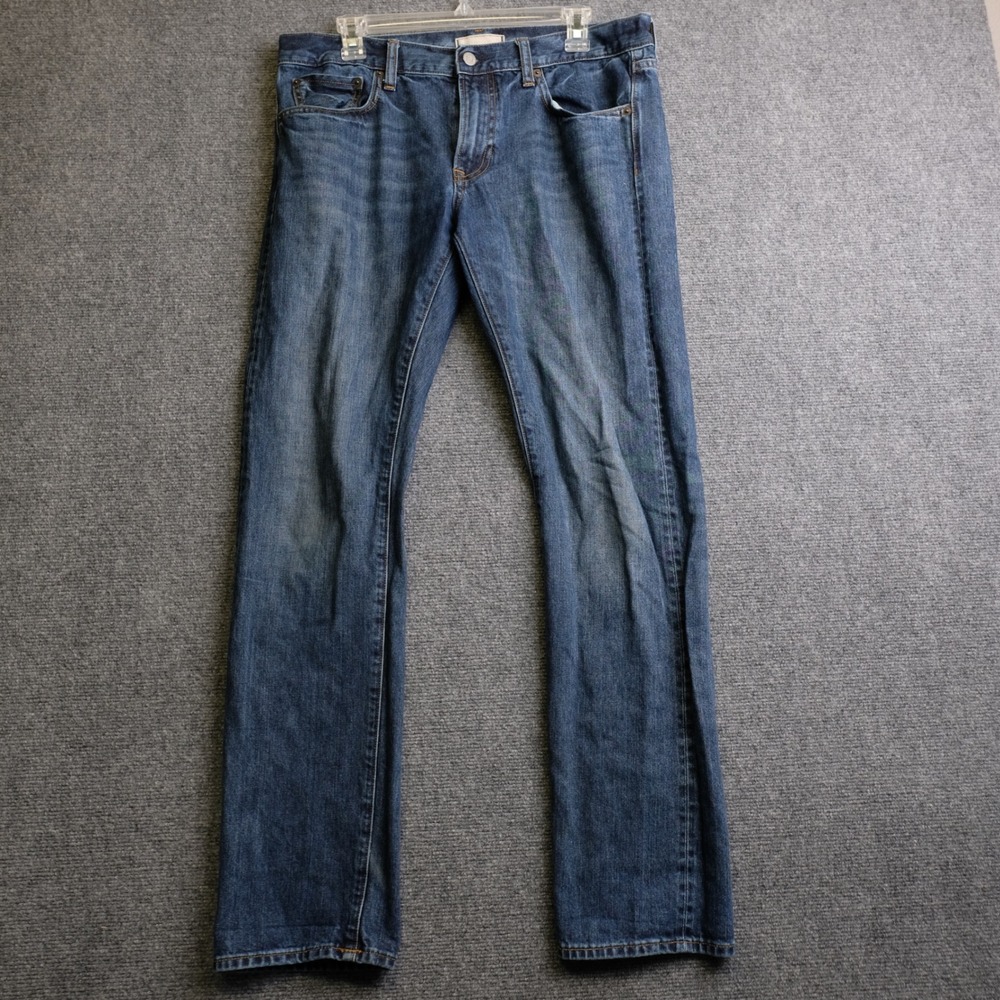 Uniqlo‎ Slim Straight Selvedge Jeans Mens 34x32 Blue Denim Raw Red Line Classic